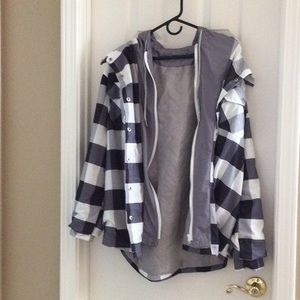 Plaid zippered/snap-up hoodie